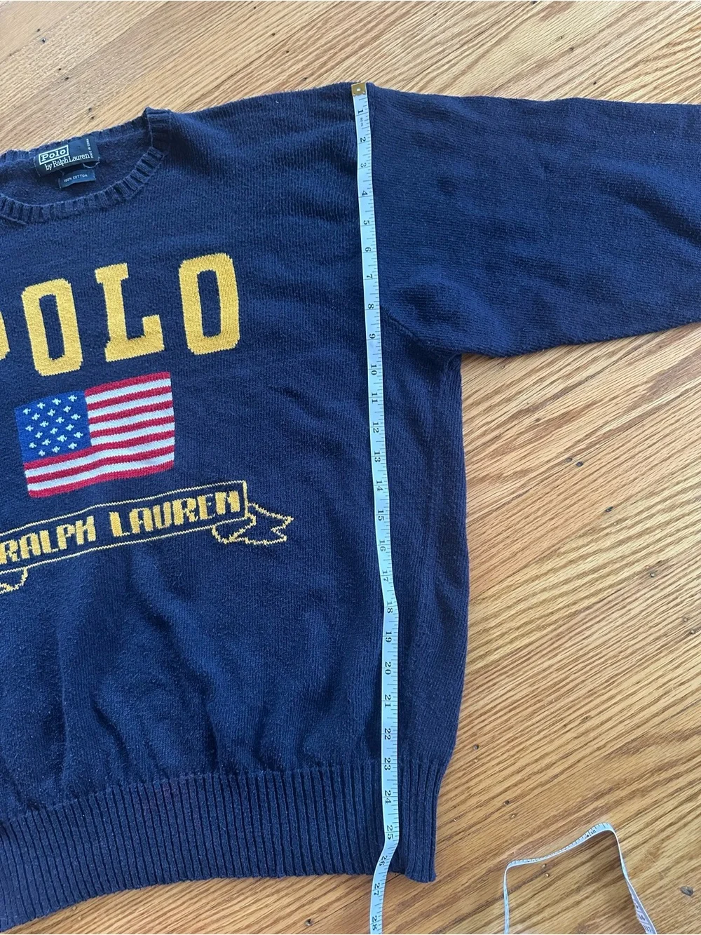 Vintage 90's Polo Ralph Lauren Navy Blue Sweater, Size Large